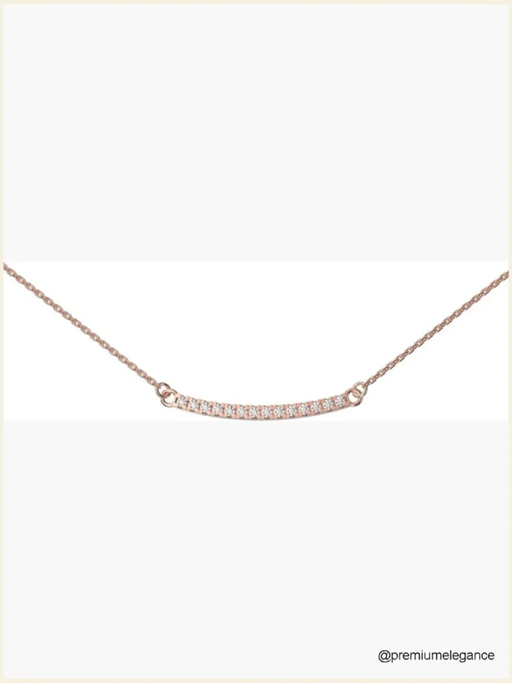 Sparkling Zircon Bar Necklace, Minimalist Pendant, Dainty Rose Gold Tone Chain,